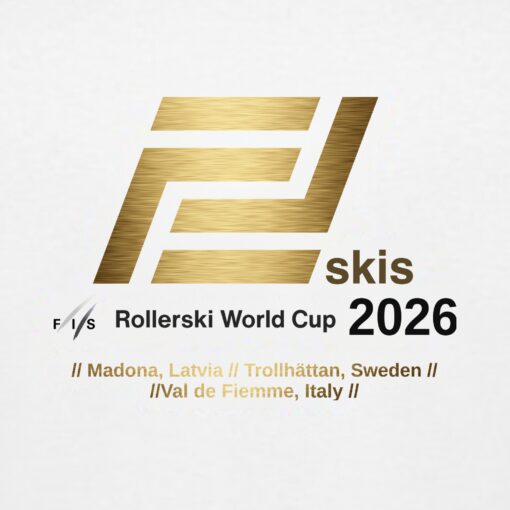 Hvit FF Skis T-skjorte FIS Rollerski World Cup 2026 med gull logo
