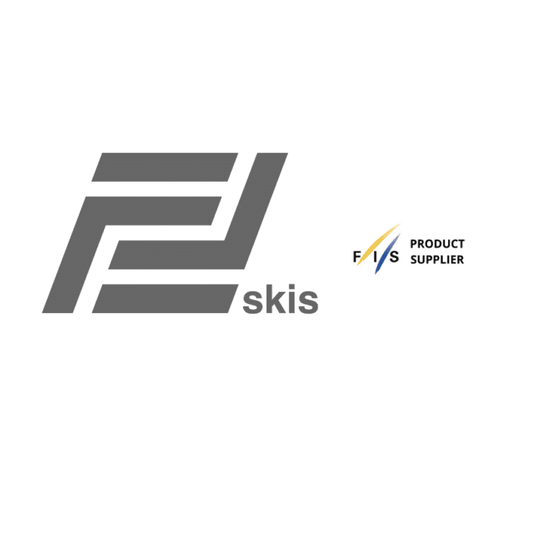 FF Skis logo i graatt ved siden av FIS Product Supplier merket for profesjonelle rulleski.