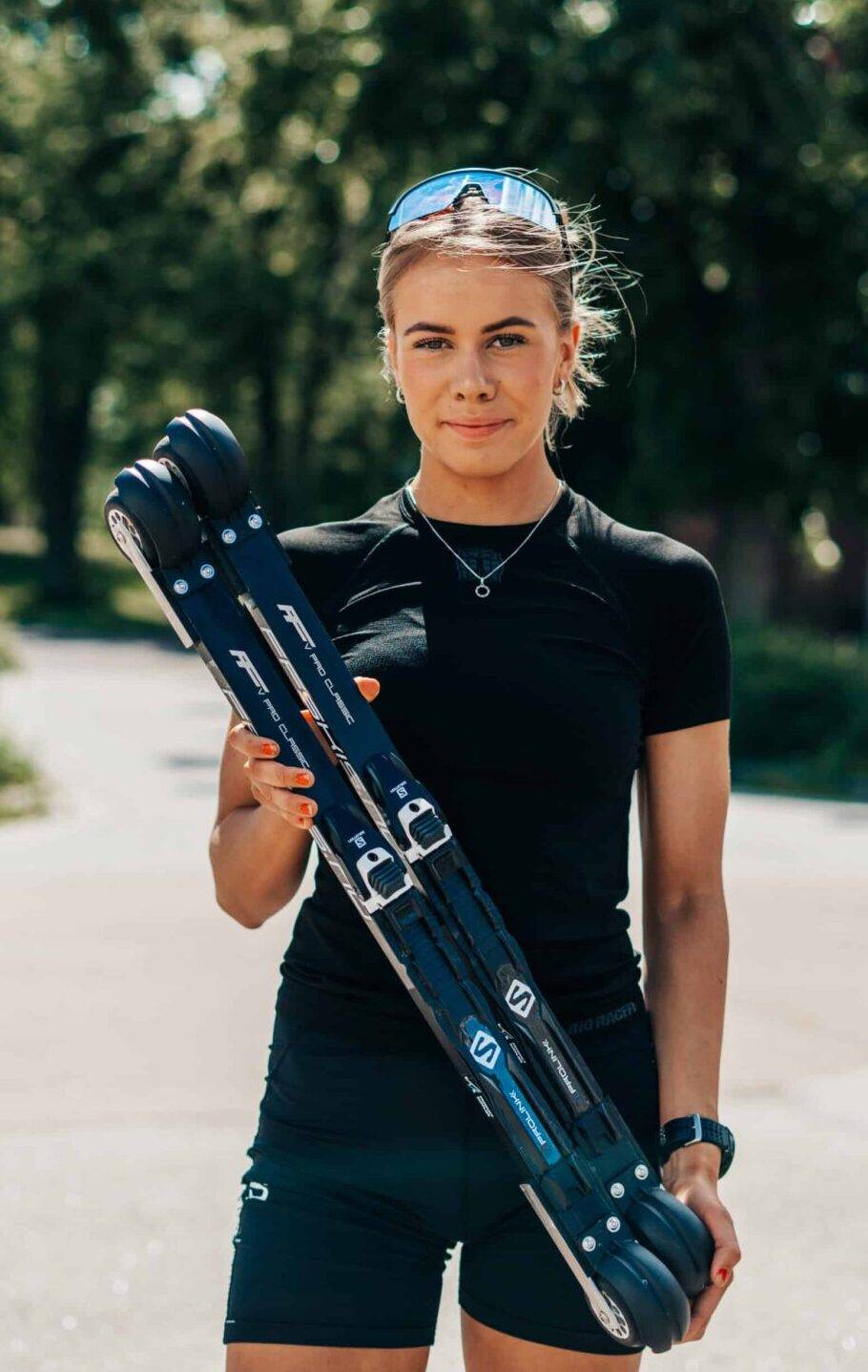 Iselin Bjervig with FF V-Pro Classic rollerskis.